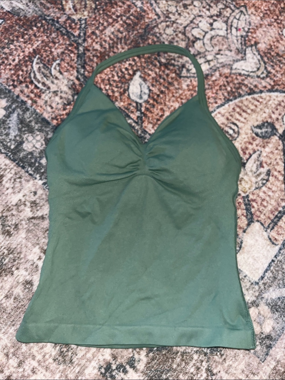 Dfyne Halter Ruched Olive Green Camisole